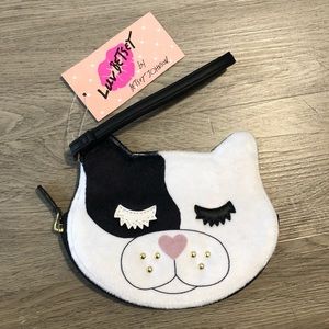 🆕 Luv Betsey Flocked Cat Wristlet Coin Purse.